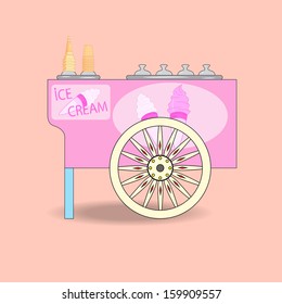 Ice cream cart. Abstract vector illustration.