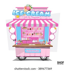 Ice cream cart with Design Elements.Vector Illustration