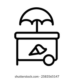 Ice Cream Cart icon illustration in line style. Perfect for website mobile app presentation. Suitable for any user interface and user experience