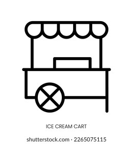 ice cream cart icon. Line Art Style Design Isolated On White Background