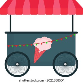 Ice cream cart, illustration, vector on a white background.