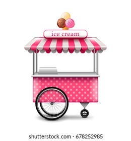 Ice cream cart isolated on white photo-realistic vector illustration