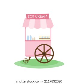 Ice cream cart on a white background. Ice cream stand.