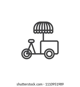 Ice Cream Cart outline icon. linear style sign for mobile concept and web design. Fast food stand simple line vector icon. Symbol, logo illustration. Pixel perfect vector graphics