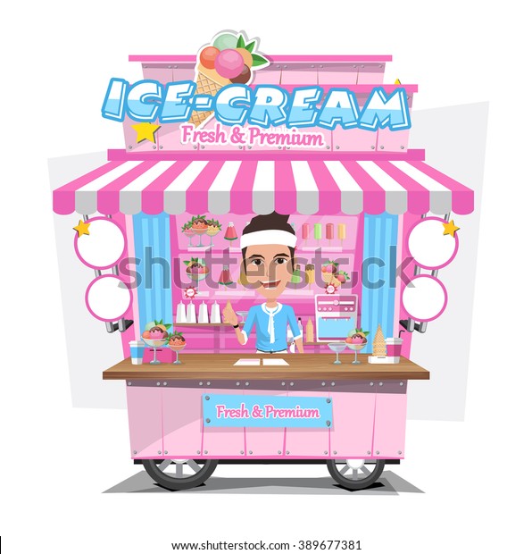 Ice Cream Cart Seller Design Elementsvector Stock Vector (Royalty Free ...