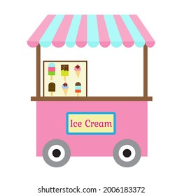 Ice Cream Cart Shop Illustration Vector