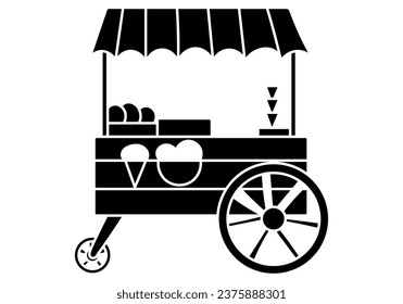 Ice cream cart silhouette vector illustration. Isolated on white background