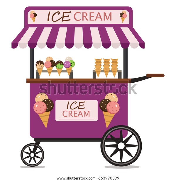 Ice Cream Cart Sweet Shop Food Stock Vector (Royalty Free) 663970399