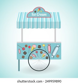 Ice cream cart. Vector.