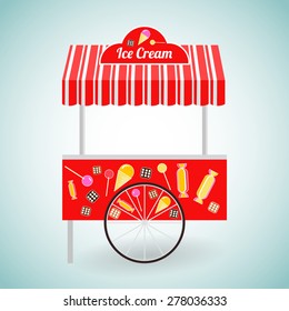 Ice cream cart. Vector.