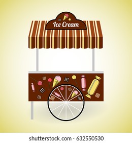 Ice cream cart.. Vector,
