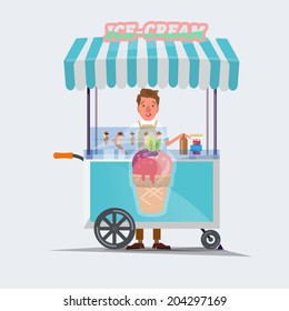  ice cream cart - vector illustration