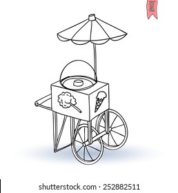  Ice cream cart, vector illustration