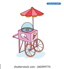  Ice cream cart, vector illustration