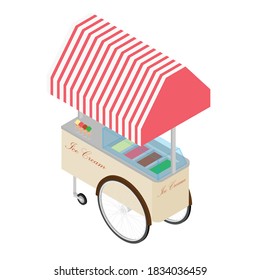 Ice cream cart vector isolated on white isometric view.Vector