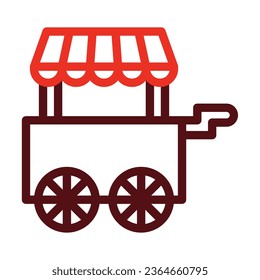 Ice Cream Cart Vector Thick Line Two Color Icons For Personal And Commercial Use.
