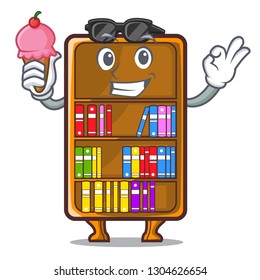 With ice cream cartoon bookcase in the shape wood