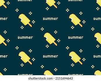 Ice cream cartoon character seamless pattern on blue background.