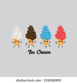 Ice cream cartoon character vector illustration