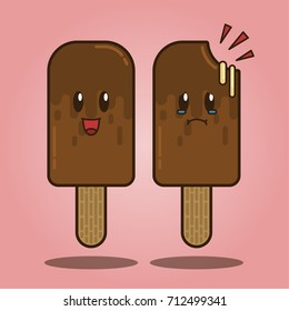 ice cream cartoon and character, vector illustration