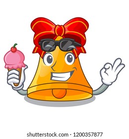 With ice cream cartoon christmas bells with red bow