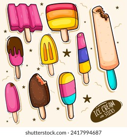 Ice cream cartoon collection set