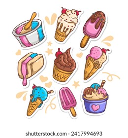 Ice cream cartoon collection set
