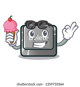 With ice cream cartoon delete button located on keyboard