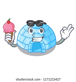 With ice cream cartoon dome igloo ice house snow