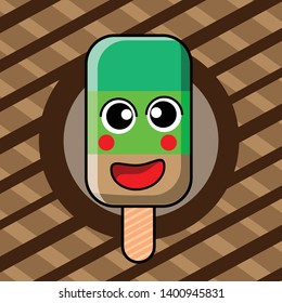 ice cream cartoon with happy face vector clipart