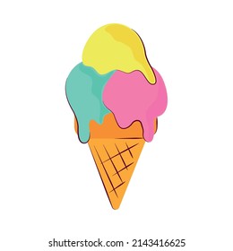 ice cream cartoon icon flat vector