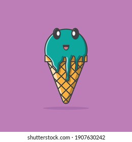 Ice cream cartoon icon illustration vector