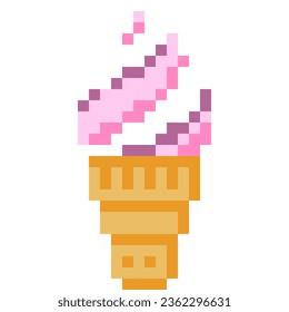 Ice cream cartoon icon in pixel style.	