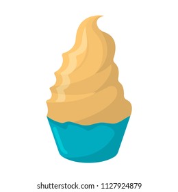 Ice Cream Cartoon Icon. Summer Sundae Logo and Label for Ice Cream Shop. Vector Illustration.