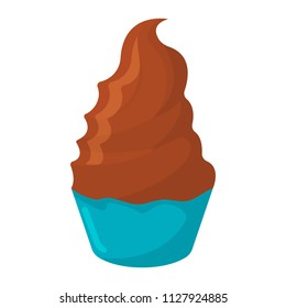Ice Cream Cartoon Icon. Summer Sundae Logo and Label for Ice Cream Shop. Vector Illustration.