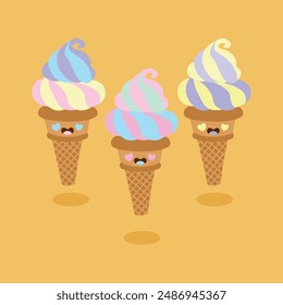 Ice Cream Cartoon Illustration Vector