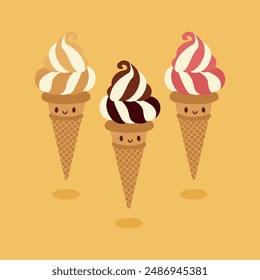 Ice Cream Cartoon Illustration Vector