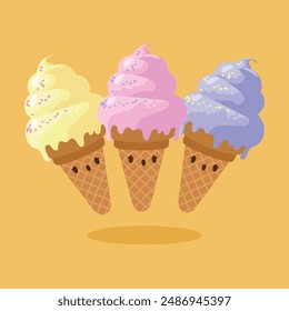 Ice Cream Cartoon Illustration Vector