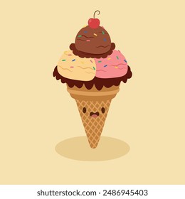 Ice Cream Cartoon Illustration Vector