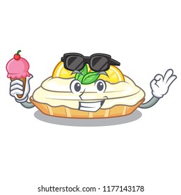 With ice cream cartoon lemon cake with lemon slice