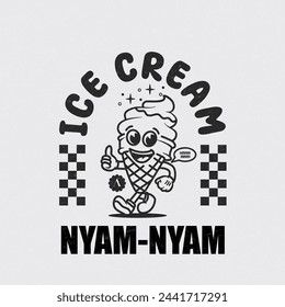 ICE CREAM cartoon mascot retro