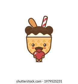 ice cream cartoon mascot. vector illustration isolated on white background