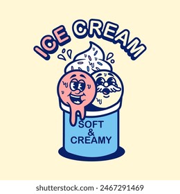 ICE CREAM cartoon mascot vector design character