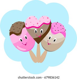 Ice cream cartoon postcard vector