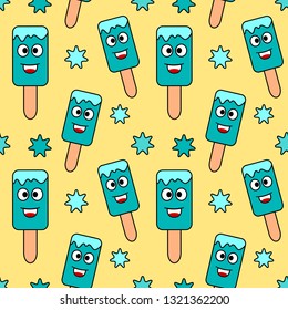ice cream cartoon seamless pattern