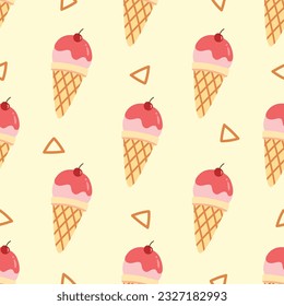 ice cream cartoon seamless pattern background