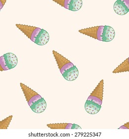 ice cream cartoon , cartoon seamless pattern background