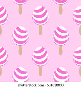 Ice cream cartoon seamless vector pattern