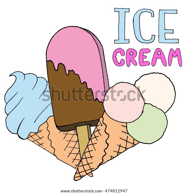 Ice Cream Cartoon Sketch Textures Backgrounds Stock Vector (Royalty ...