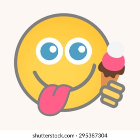 Ice Cream - Cartoon Smiley Vector Face